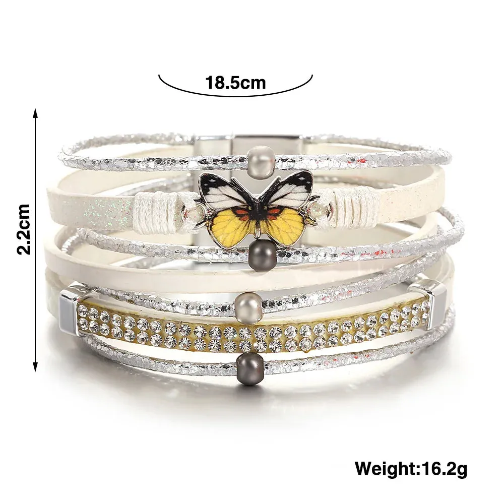 'Butterfly' Charm Cuff Bracelet - coffee