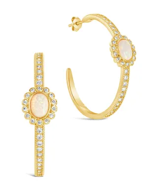 Carina CZ Studded Opal Hoop Earrings