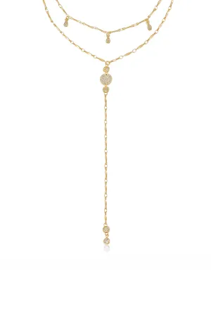 Carmine Layered Crystal Lariat Necklace