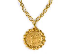 Chanel 1980s Vintage Heraldic Large Medallion Pendant Necklace