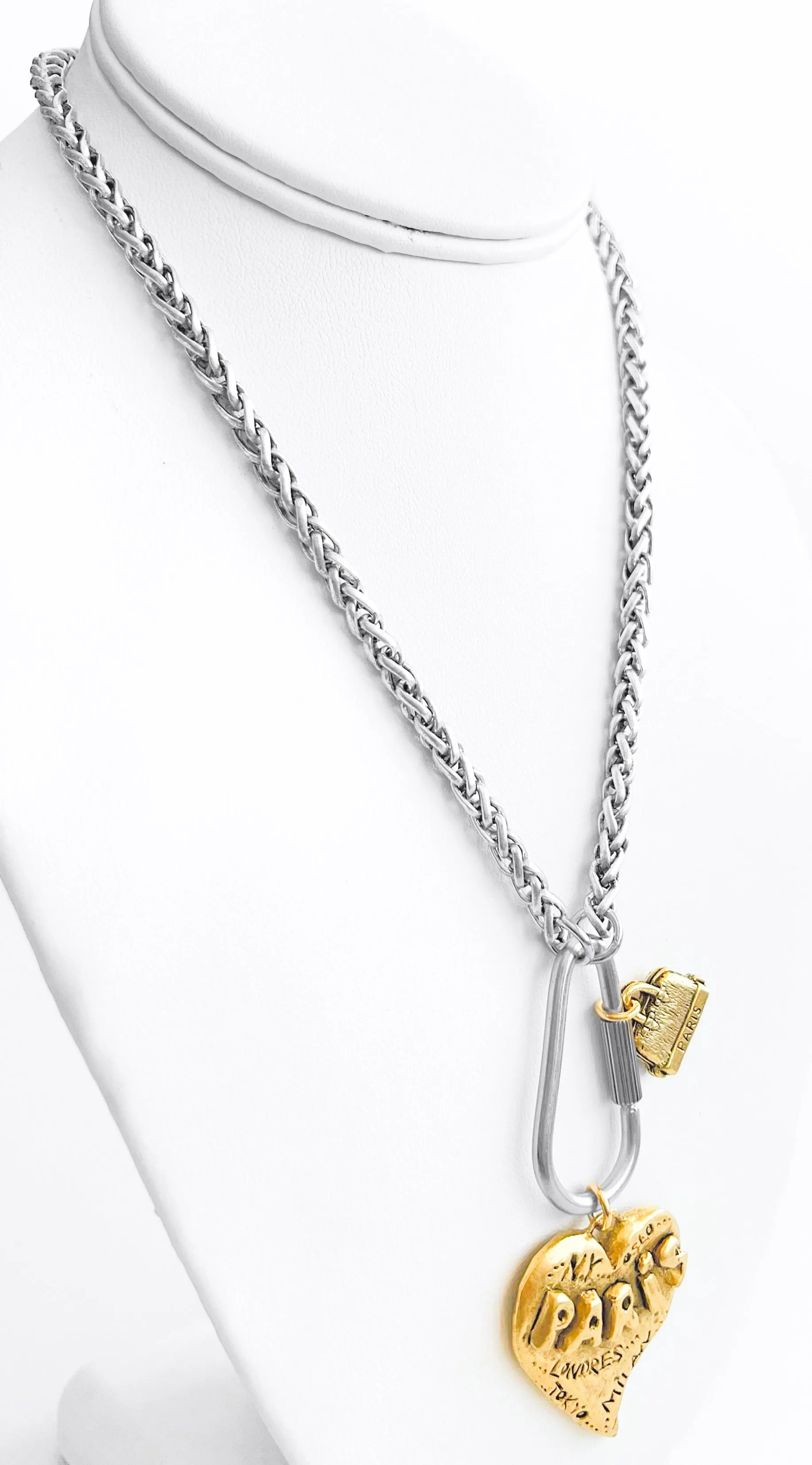 Chunky Paris Heart Two Tone Necklace