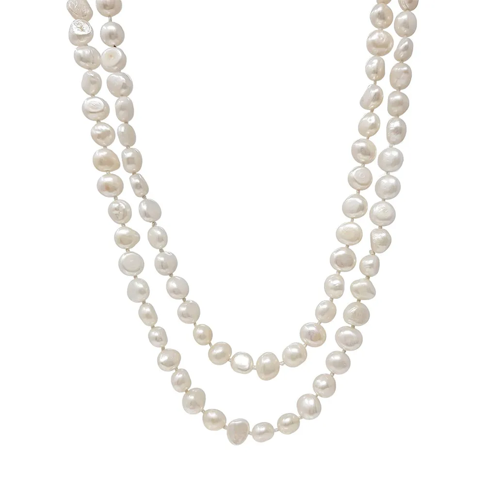 Classic Pearl Necklace for Women - 8-9mm Freshwater  Pearl 120cm Long Necklace