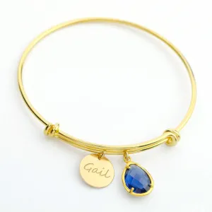 Custom Birthstone Name Bangle