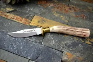 Custom Engraved Deer Antler Knife, Gabriola