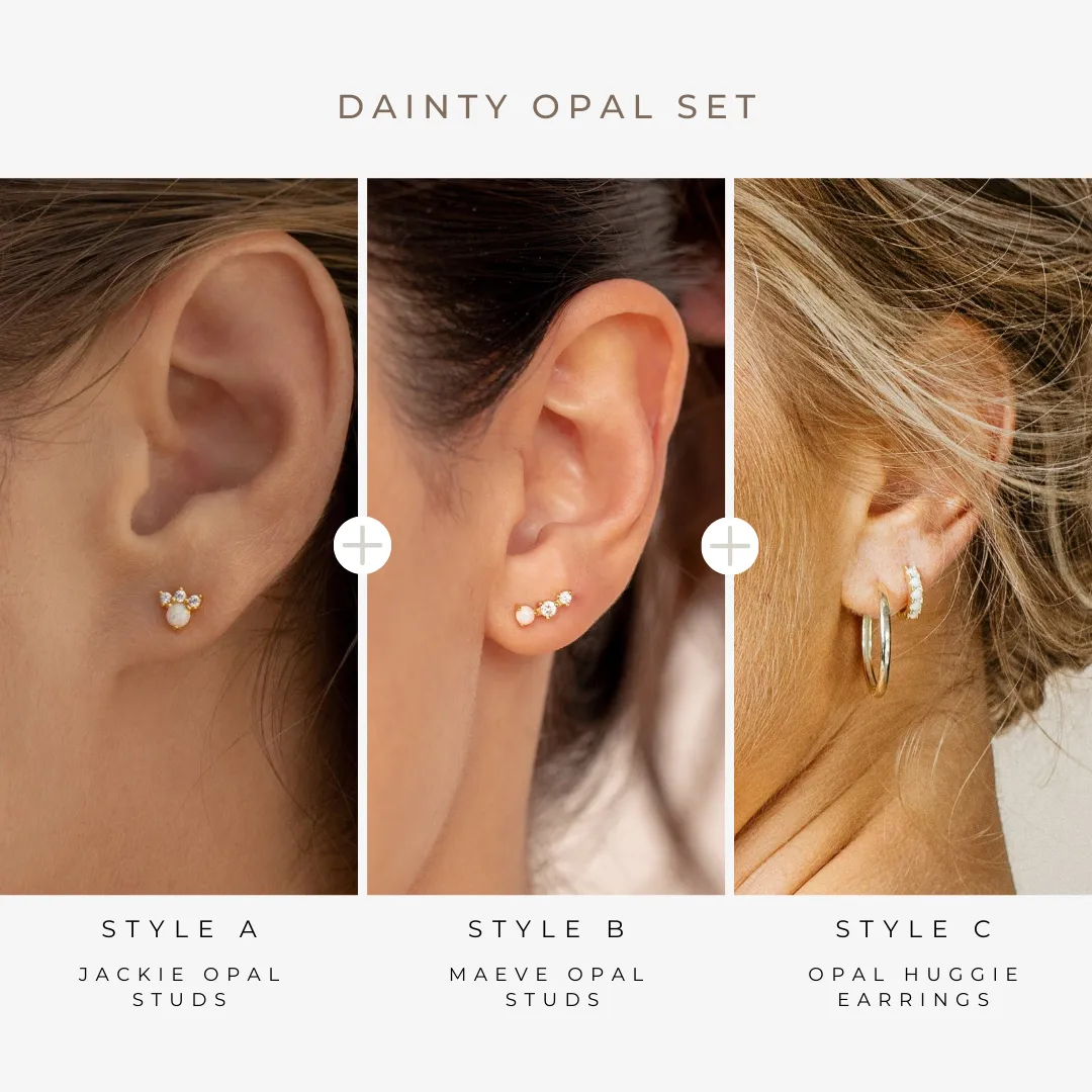 Dainty Opal Earrings Set