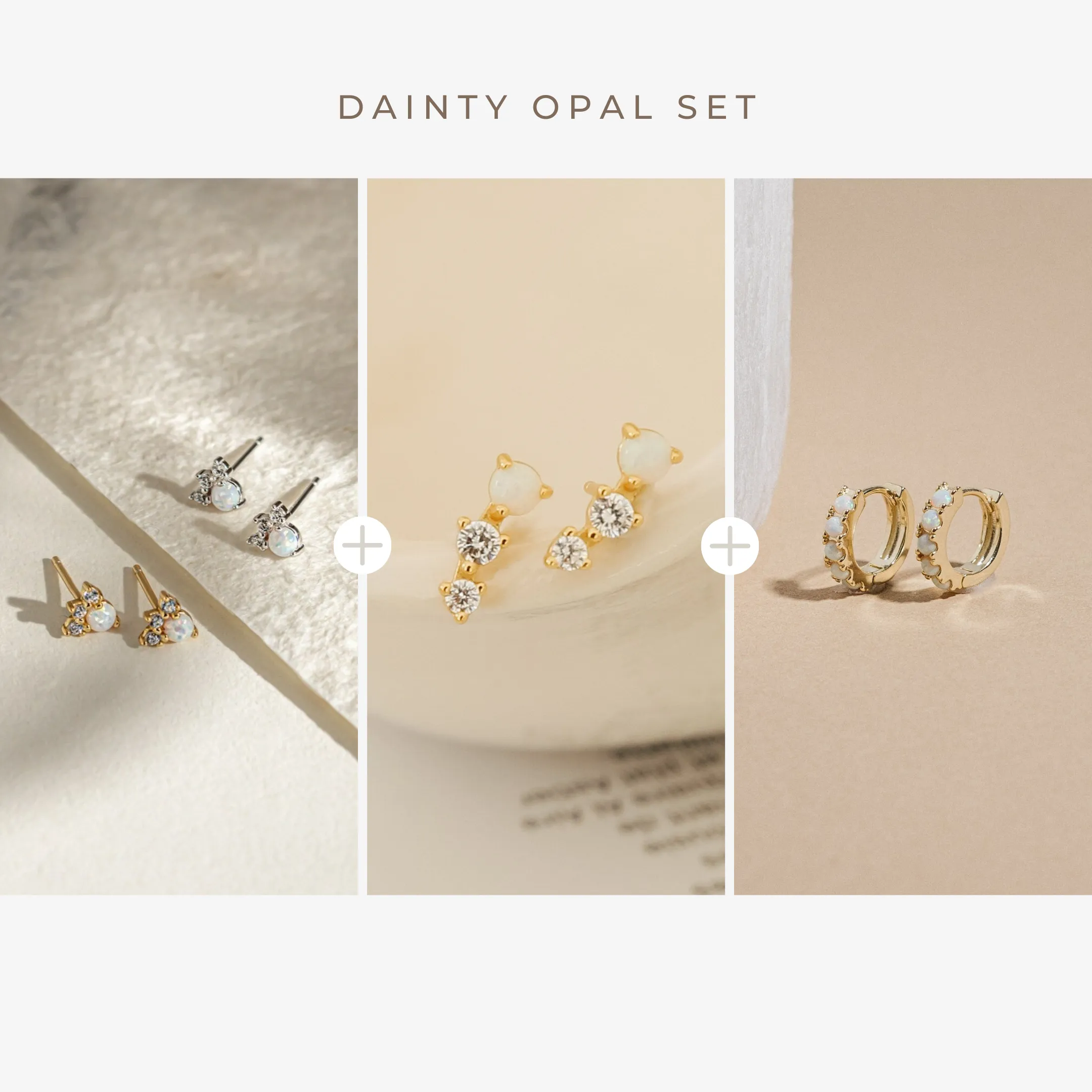 Dainty Opal Earrings Set