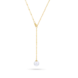 Demure Pearl Drop Chain Lariat