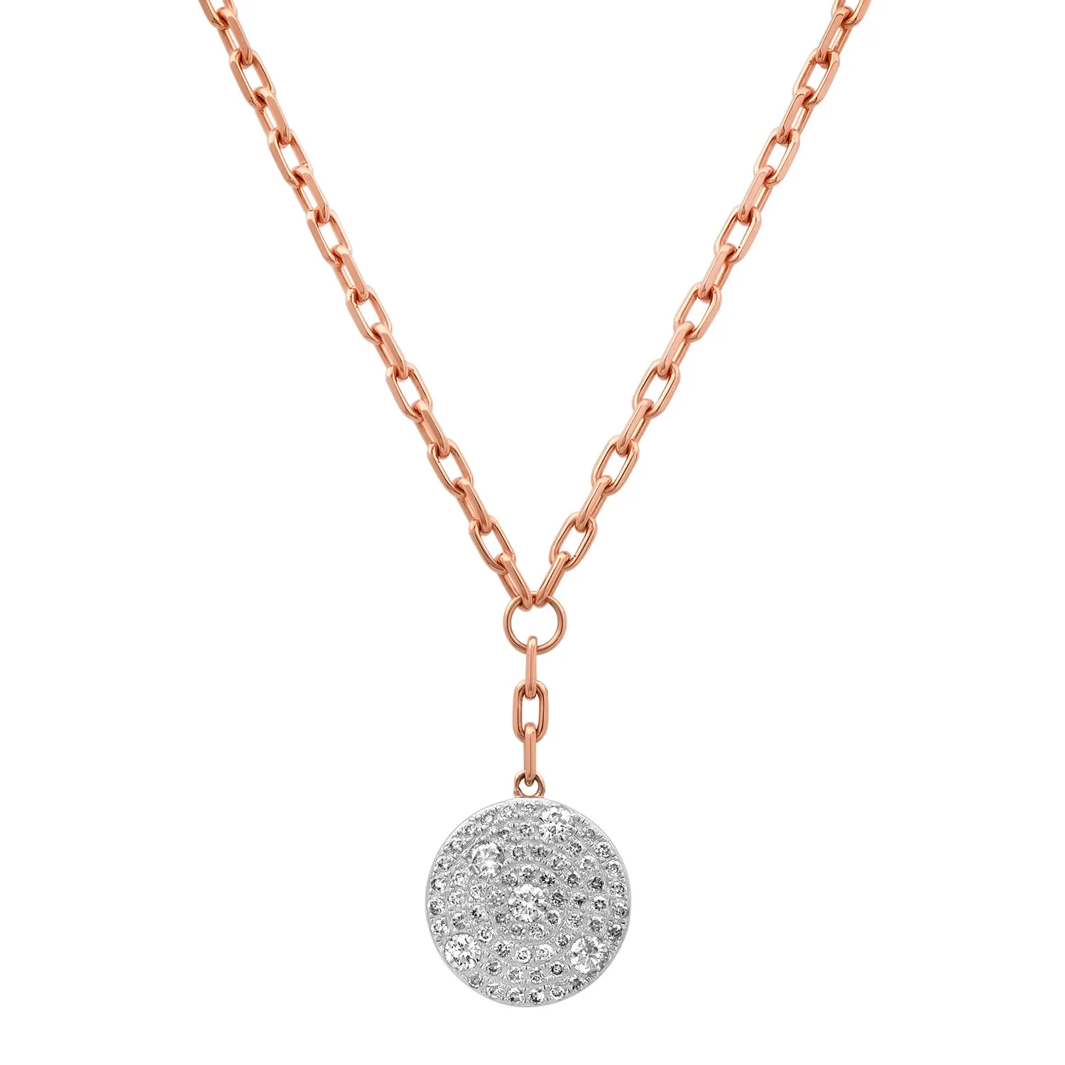 Diamond Disk Drop Link Necklace