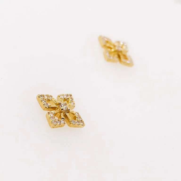 Diamond Petal Clover Earrings