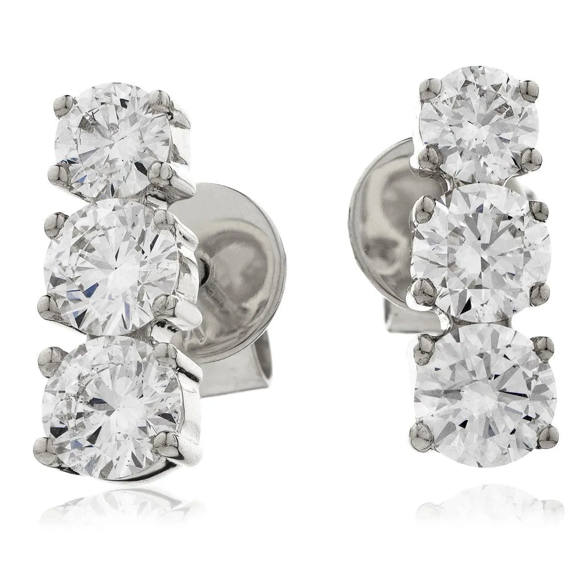 DIAMOND TRILOGY DROP EARRINGS IN 18K WHITE GOLD