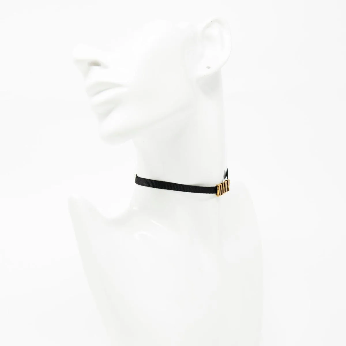 Dior Black Ribbon Logo Choker