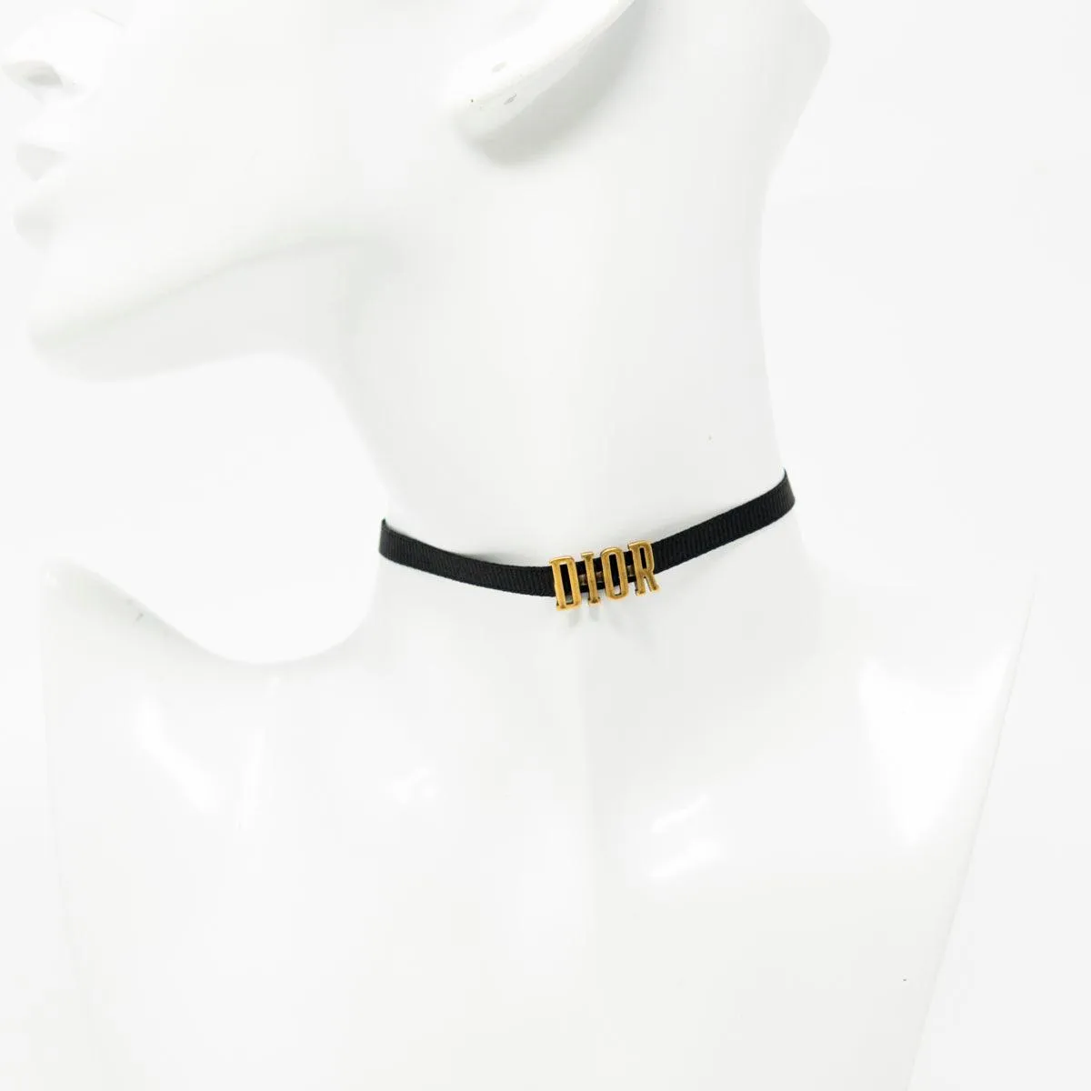 Dior Black Ribbon Logo Choker