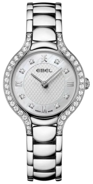 Ebel Beluga Stainless Steel White Mother-Of-Pearl Dial Diamonds Quartz Womens Watch 1216465