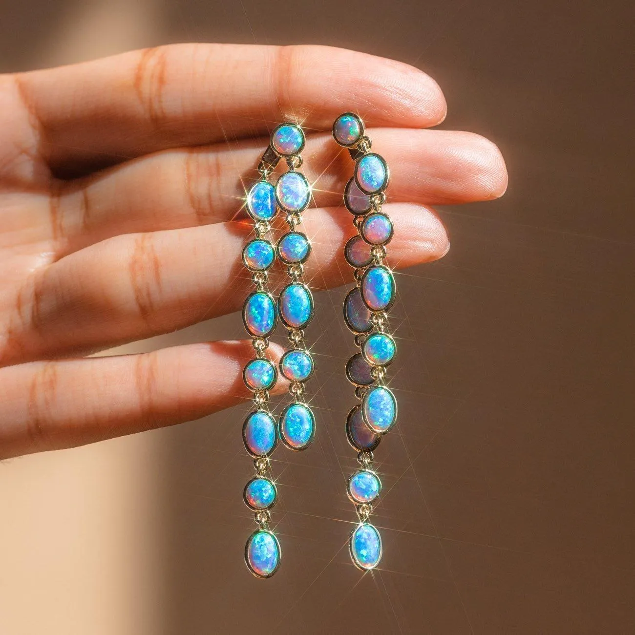 Ellie Earrings in Gold with Opal