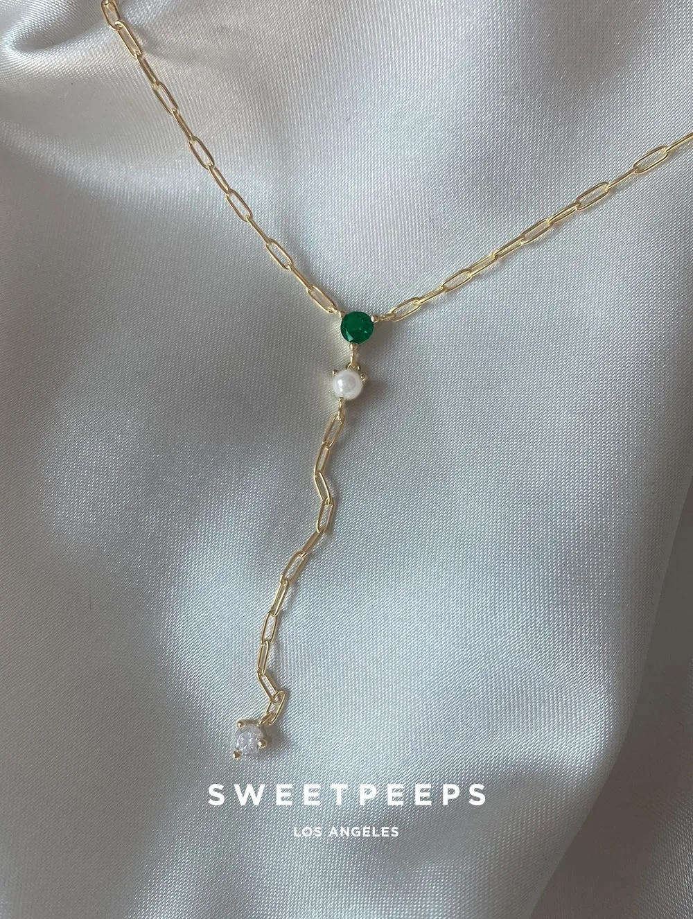 Emerald Lariat Necklace