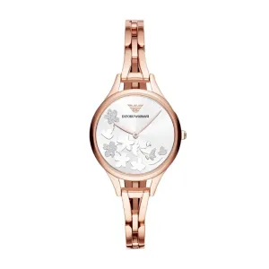 Emporio Armani Floral Motif Rose Gold Tone Ladies Watch | AR11108