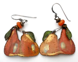 Enamel Pear Earrings Sterling Silver Dangles