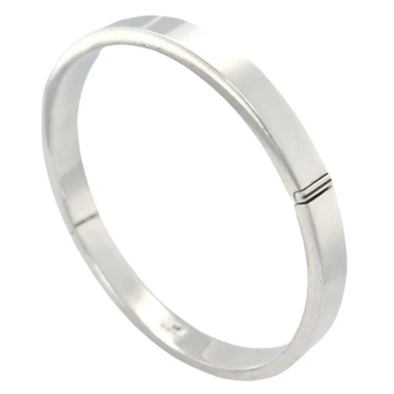 Engraved 7mm Plain Sterling Silver Flat Cut Bangle