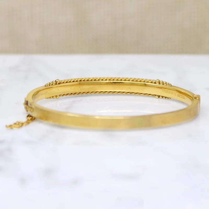 Exceptional Edwardian Etruscan Revival 15ct Gold Bangle