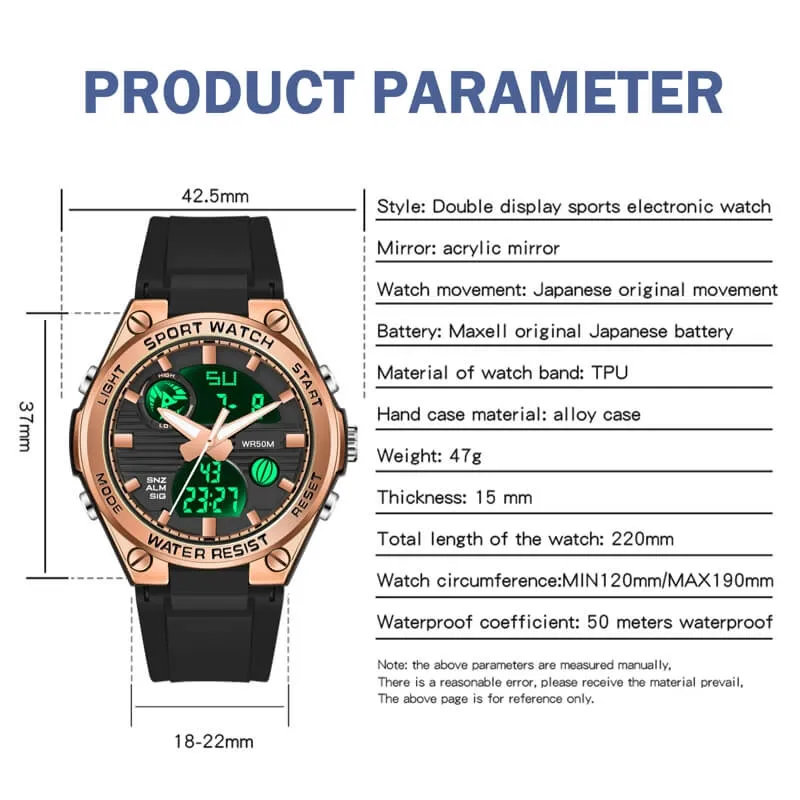 Findtime Digital Watch for Women Military Tactical Sport Waterproof Analog Watches LED Backlight Alarm Stopwatch