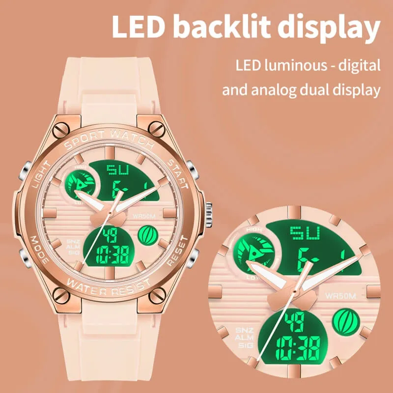 Findtime Digital Watch for Women Military Tactical Sport Waterproof Analog Watches LED Backlight Alarm Stopwatch