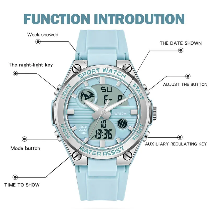 Findtime Digital Watch for Women Military Tactical Sport Waterproof Analog Watches LED Backlight Alarm Stopwatch