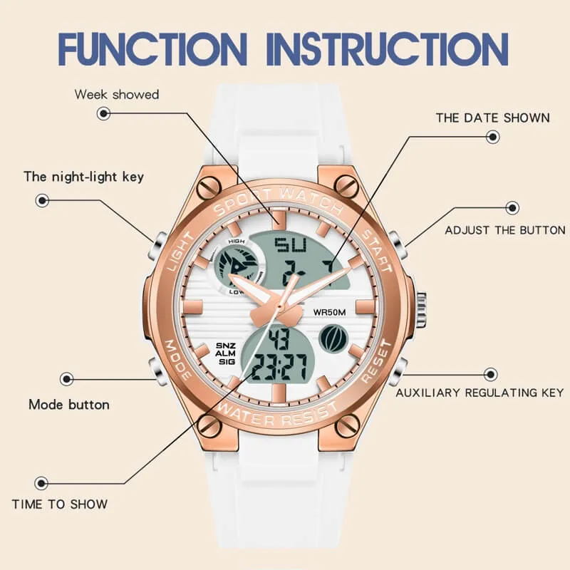 Findtime Digital Watch for Women Military Tactical Sport Waterproof Analog Watches LED Backlight Alarm Stopwatch