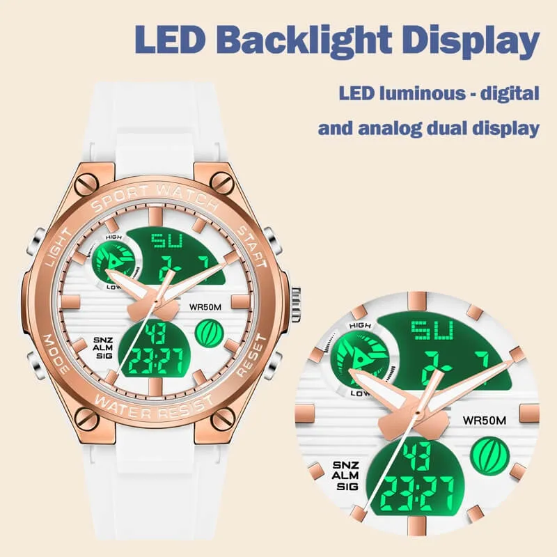 Findtime Digital Watch for Women Military Tactical Sport Waterproof Analog Watches LED Backlight Alarm Stopwatch