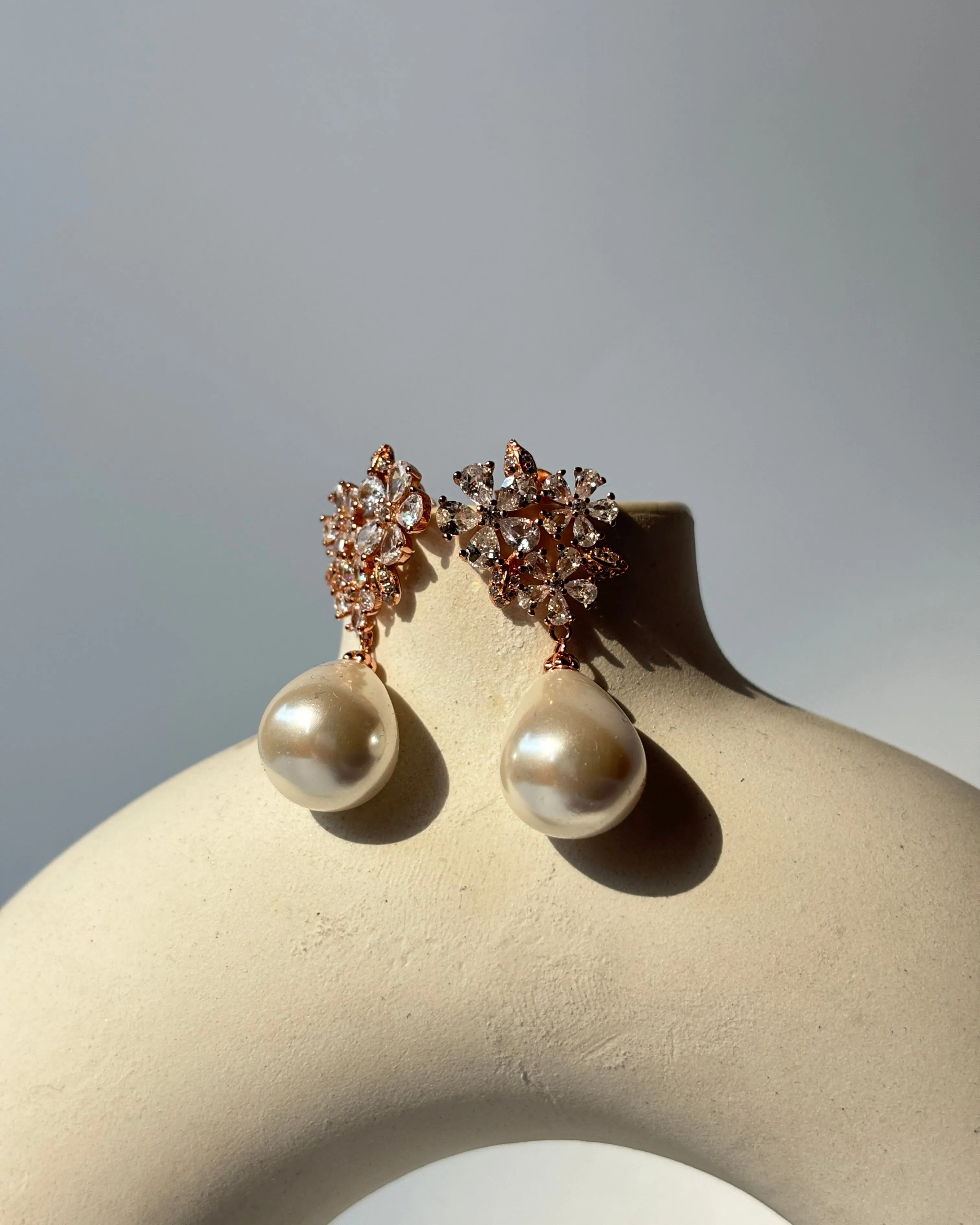 Frosty Pearl Drop Rhinestone Earrings