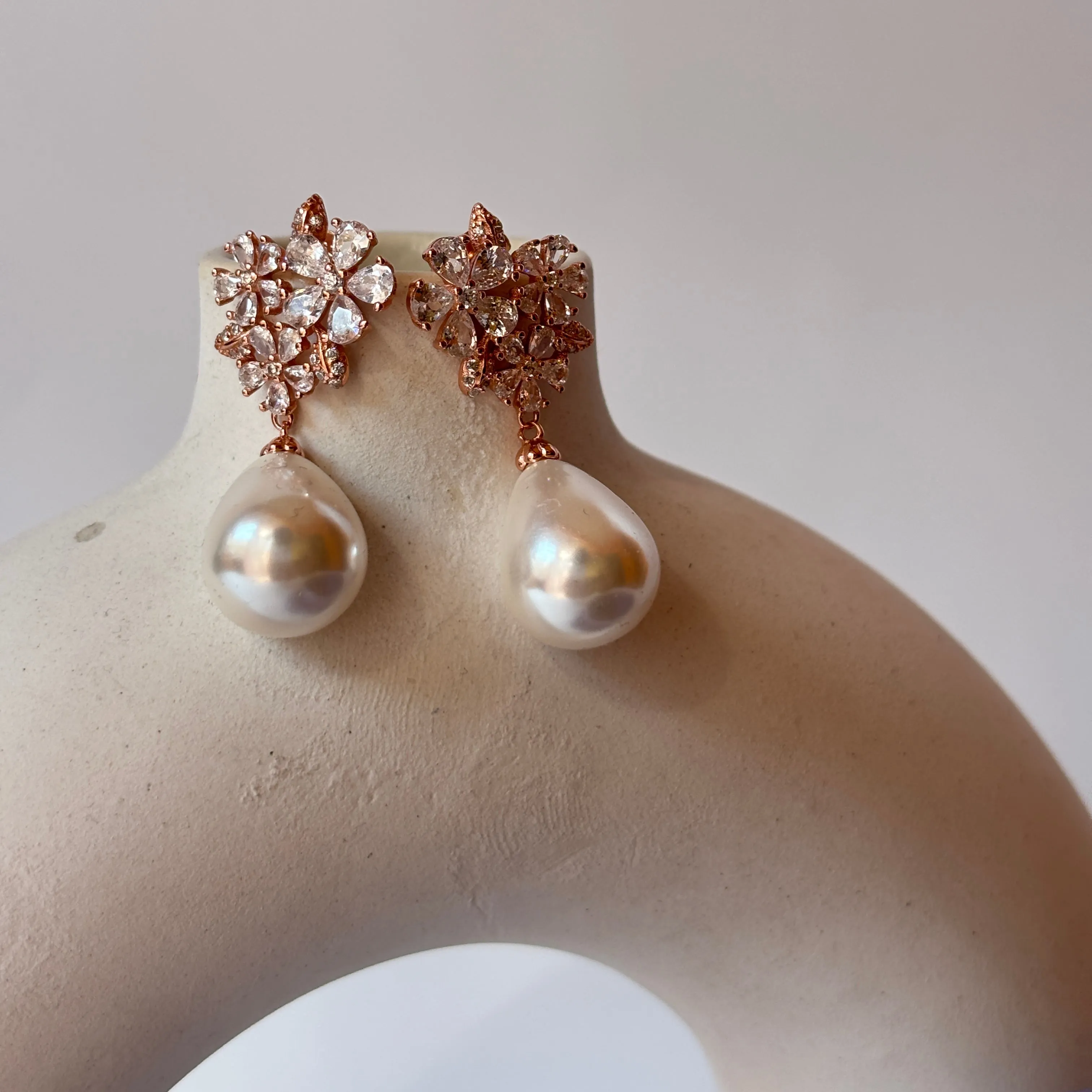 Frosty Pearl Drop Rhinestone Earrings