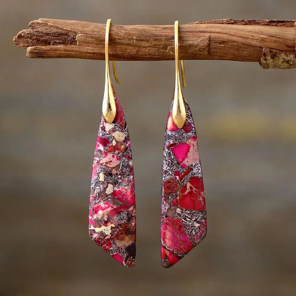 Geometric Jasper Branch Earrings Collection