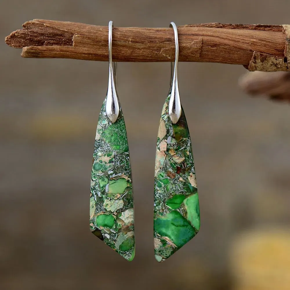 Geometric Jasper Branch Earrings Collection