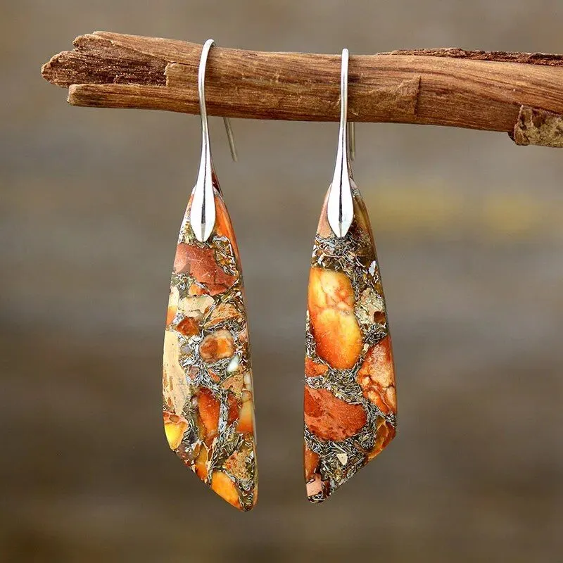 Geometric Jasper Branch Earrings Collection