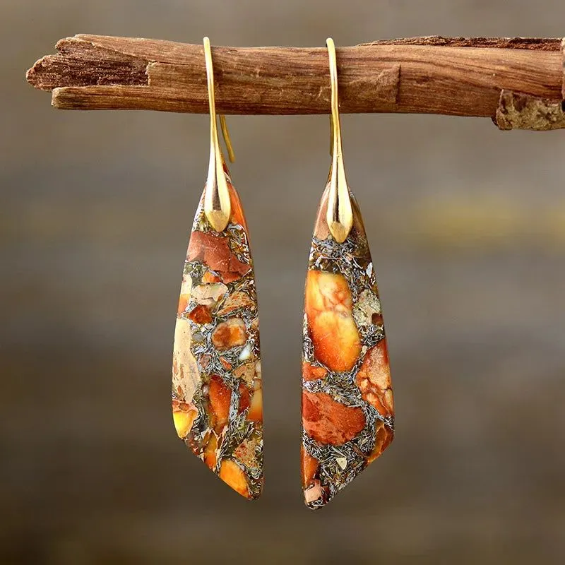 Geometric Jasper Branch Earrings Collection