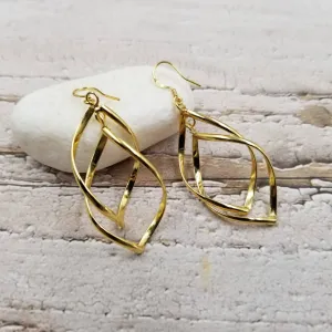 Gold Twisted Geometry Earrings