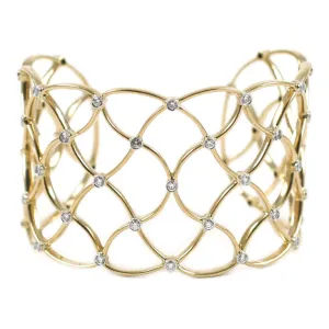 Gold Woven Cuff with Diamonds