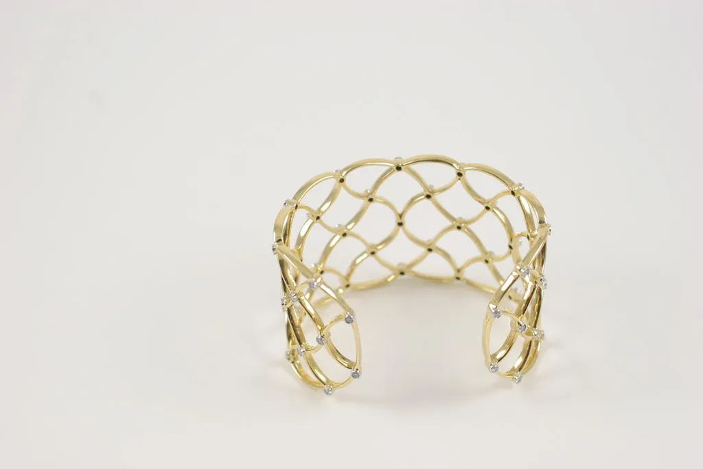 Gold Woven Cuff with Diamonds