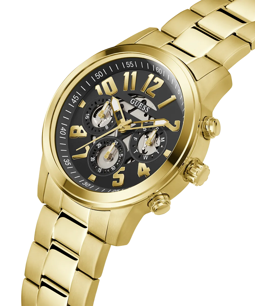 GUESS Mens Gold Tone Multi-function Watch