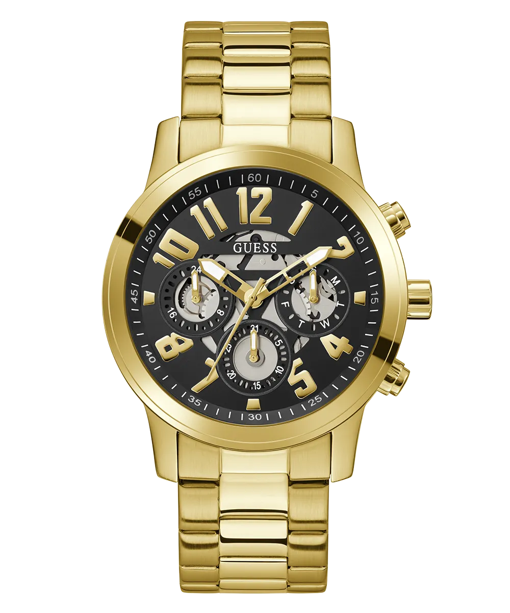 GUESS Mens Gold Tone Multi-function Watch