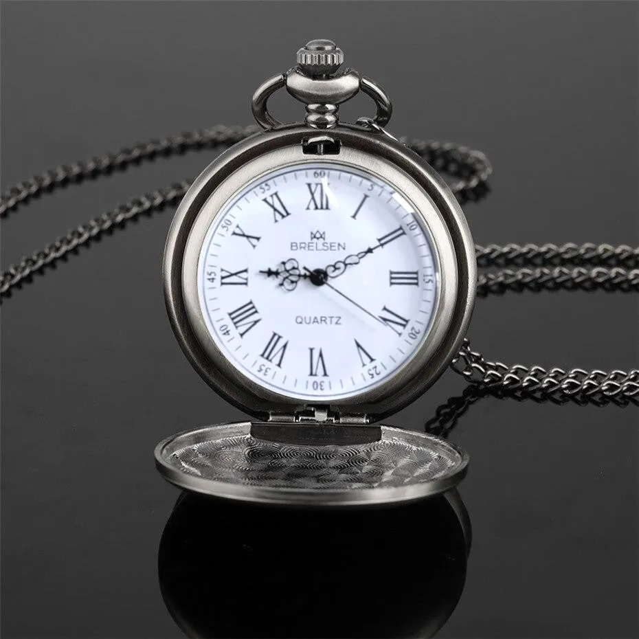 Gun Metal Analog Quartz Pocket Watch