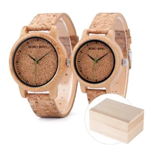 Handmade Cork Bamboo Watch - Eco-Friendly Quartz Timepiece