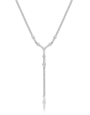 Hex Pave Disc Lariat- Silver