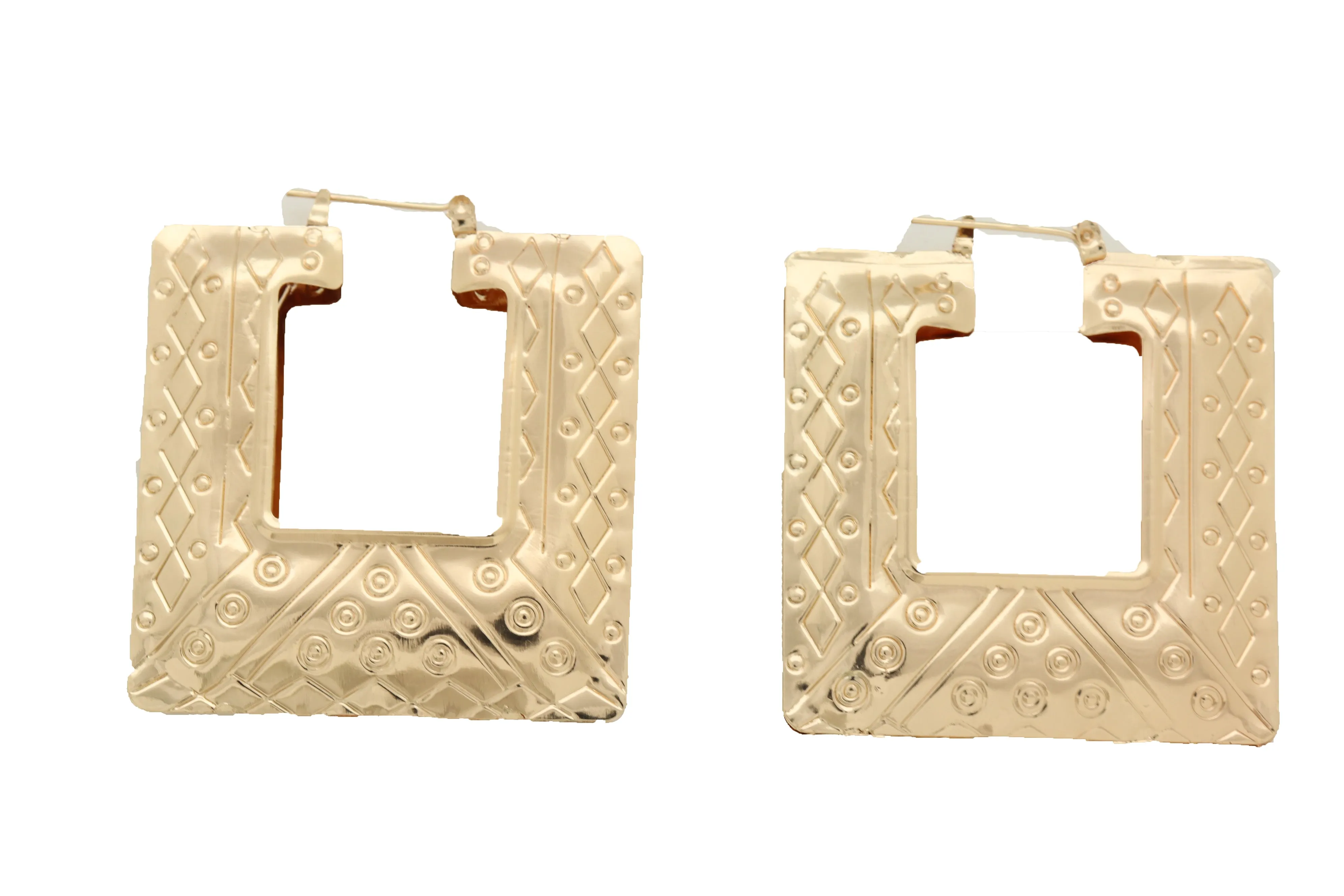 Hook Earrings Gold Color Metal Big Square Shape Sexy Geometric Statement