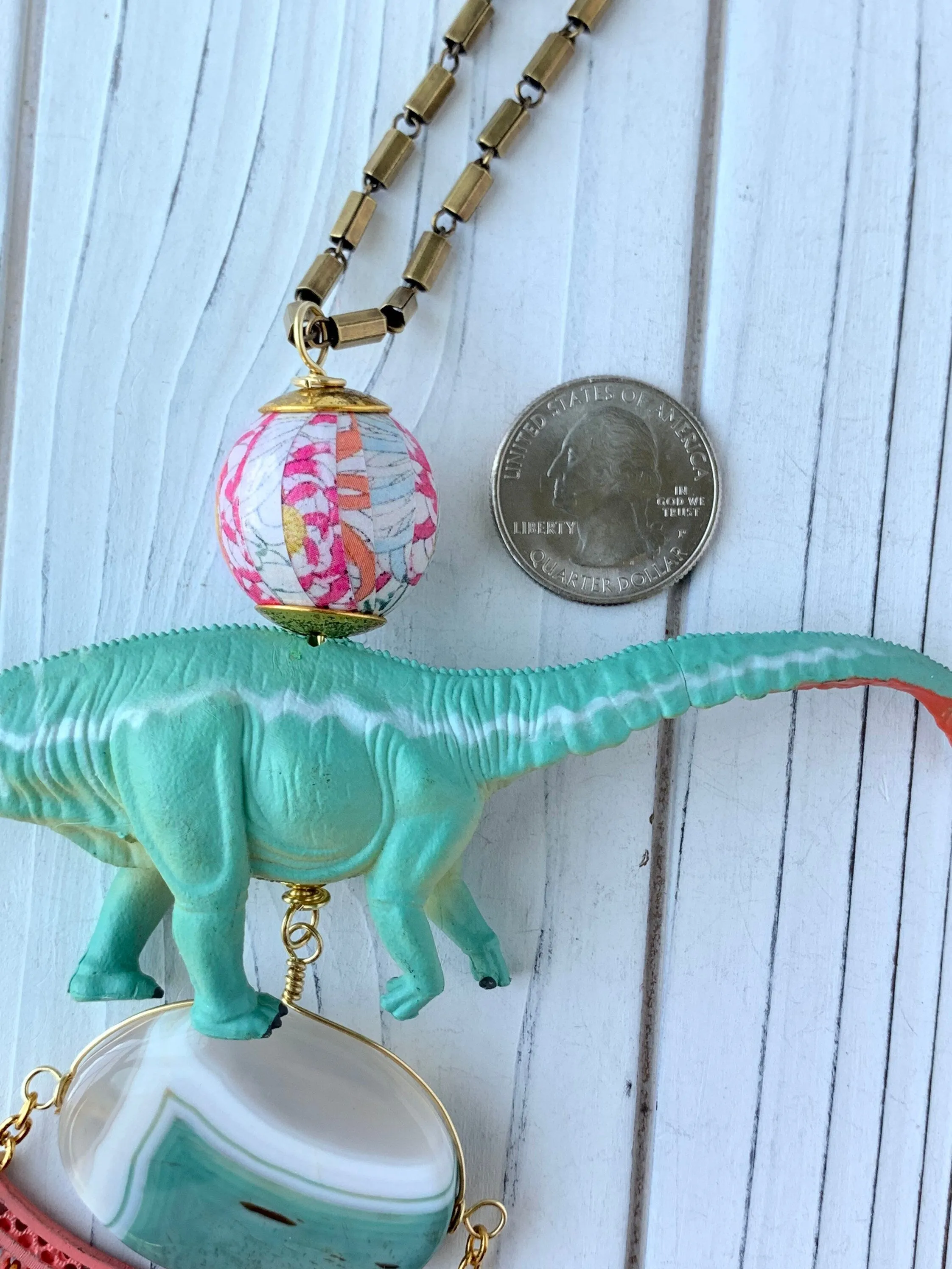 Ikat Brontosaurus Pendant Necklace