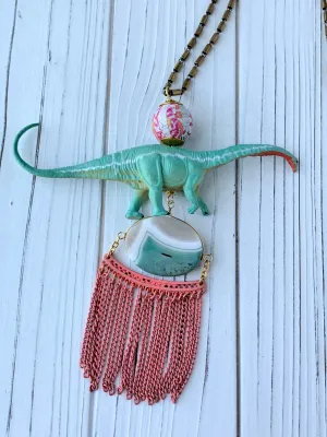 Ikat Brontosaurus Pendant Necklace