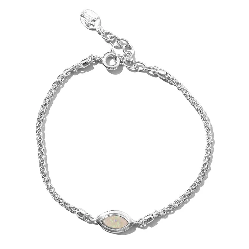 Iris Bracelet, White Opal, Silver