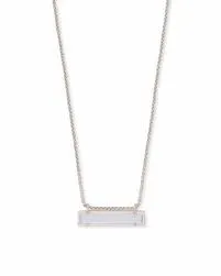 Kendra Scott Silver Leanor Necklace in Slate Cats Eye