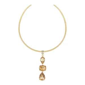 Lachesis Citrine Triad Gold Torque Necklace - Tre