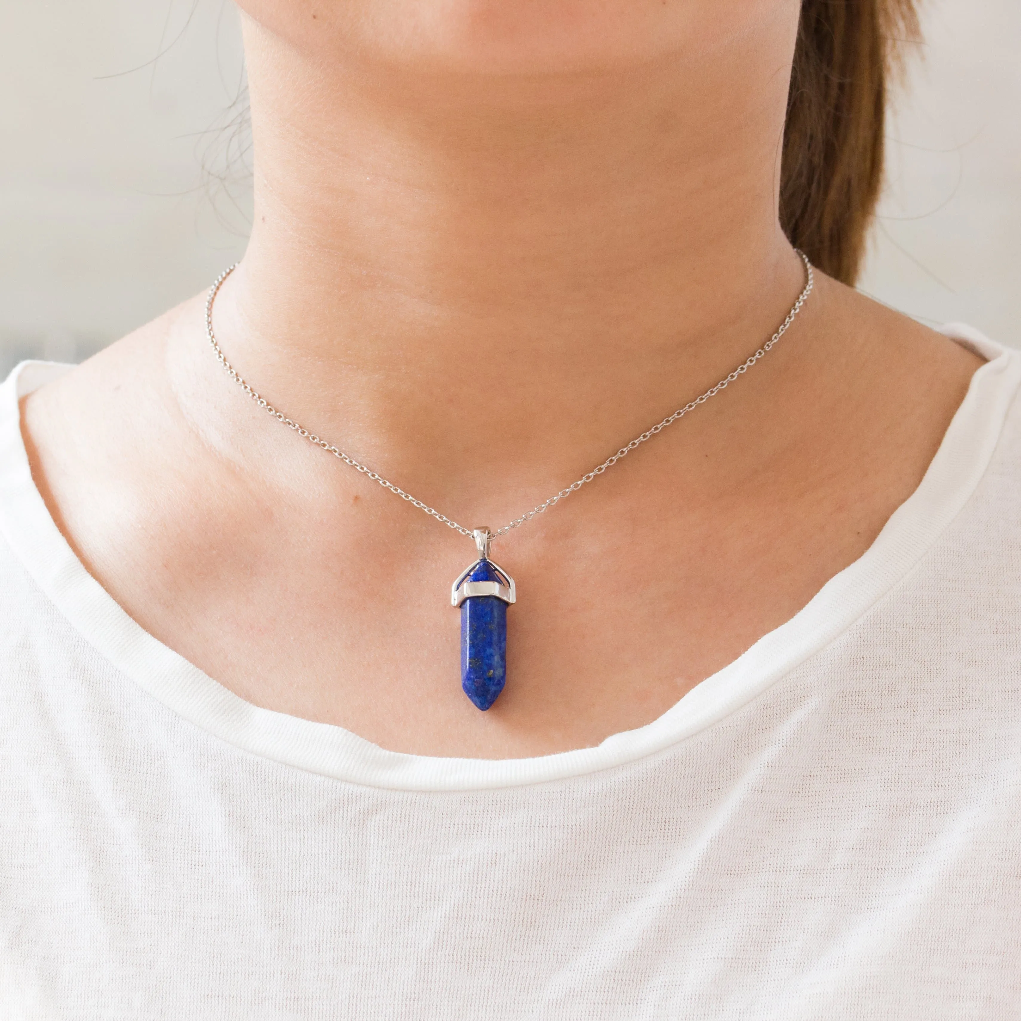 Lapis Gemstone Necklace with Quote Card