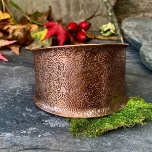 Large decorative copper cuff bracelet